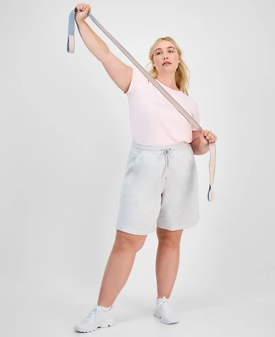 Id Ideology Plus Size Cotton-Blend Pull-On Bermuda Shorts, Exclusively at Macy's