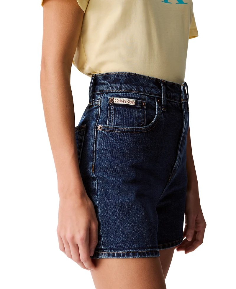 Calvin Klein Jeans Women's High-Rise Midi Denim Shorts