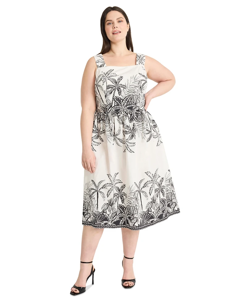 Maggy London Plus Printed Fit & Flare Midi Dress