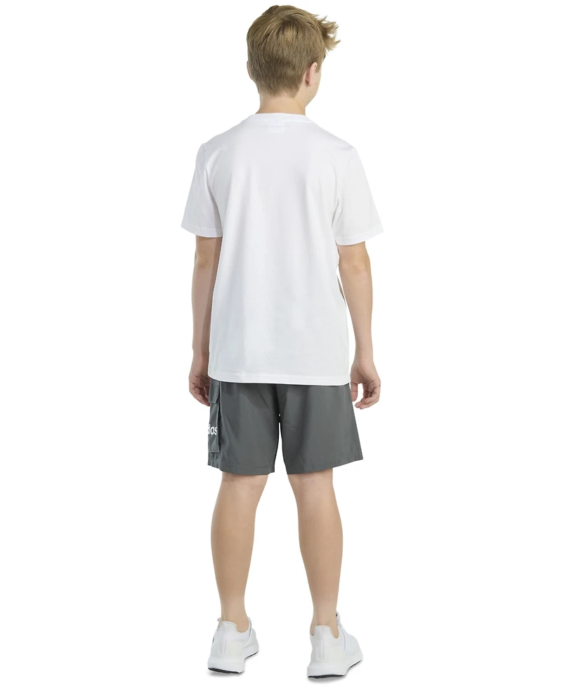 adidas Big Boys Short-Sleeve T-Shirt and Cargo Woven Shorts, 2 Piece Set
