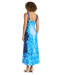 Maggy London Women's Placement-Print Square-Neck Maxi Dress