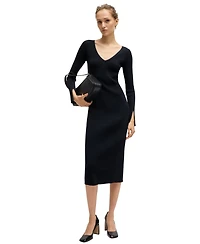 Boss by Hugo Boss Women's Ribbed-Knit V-Neck Dress