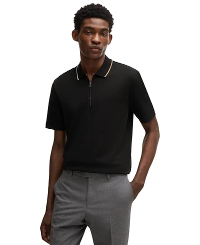 Boss by Hugo Men's Zip-Neck Interlock Polo