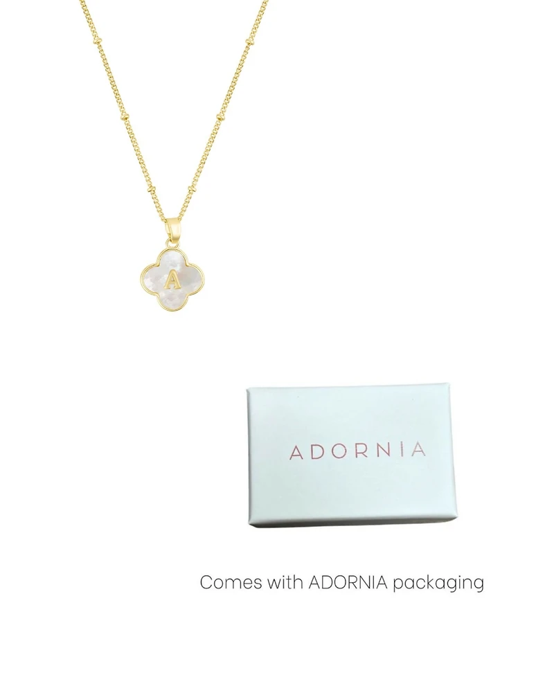 Adornia Gold Mother of Pearl Initial Clover Necklace - White