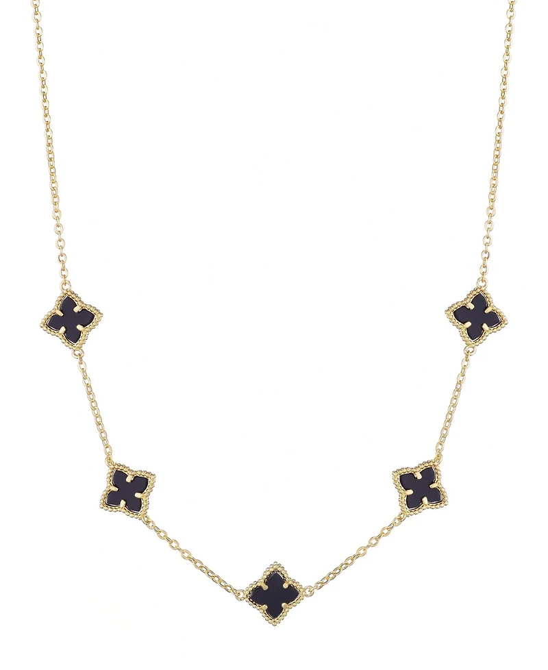 Adornia Gold Black Floral Station Necklace