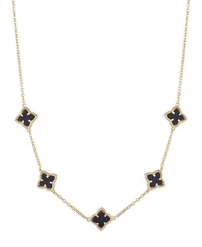 Adornia Gold Black Floral Station Necklace