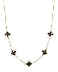Adornia Gold Black Floral Station Necklace