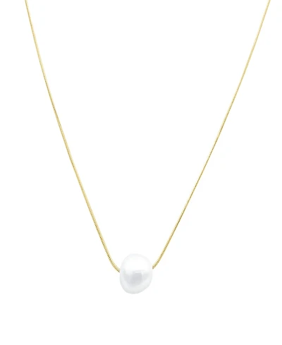 Adornia Tarnish Resistant Gold Freshwater Cultivated Pearl Chain Necklace