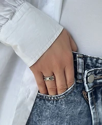 Adornia Tarnish Resistant Silver Interlocking Ring