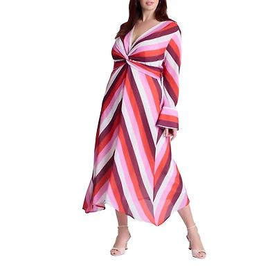 Eloquii Women's Twist Bodice Stripe Midi Dress
