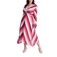Eloquii Women's Twist Bodice Stripe Midi Dress
