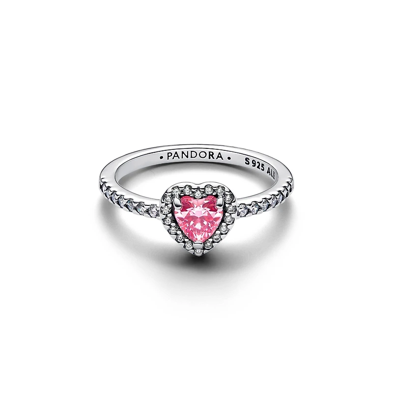 Pandora Elevated Pink Heart Sterling Silver Ring
