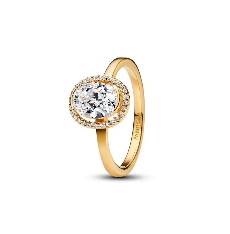 Pandora Oval Sparkling Halo 14K Gold-Plated Ring