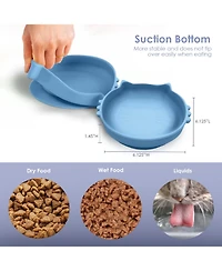 P.t. Supply Co. Cat Shaped Silicone Pet Bowl with Non-Slip Suction Base