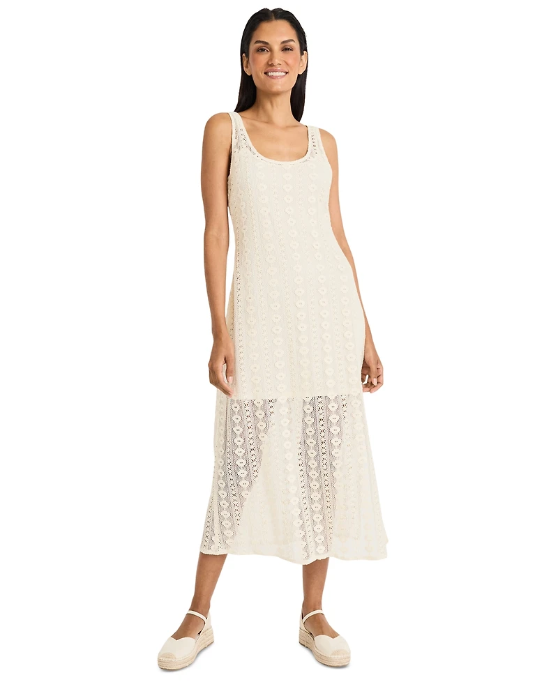The Good Journey Women's Cotton Crochet Sleeveless Maxi Dress