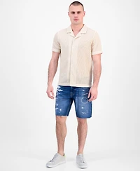 Guess Men's Larson Knitted Short Sleeve Button-Front Camp Shirt