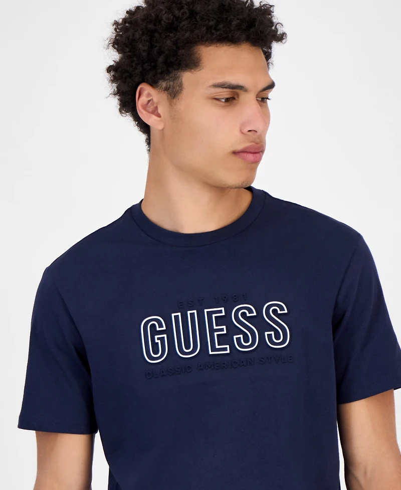 Guess Men's Short Sleeve Embossed Logo Crewneck T-Shirt