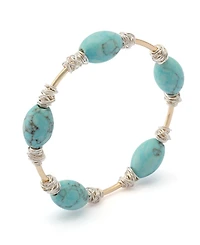 Robert Lee Morris Soho Turquoise Stone Bead Wire Bangle Bracelet
