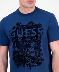 Guess Men's Short Sleeve Flock Box Crewneck T-Shirt