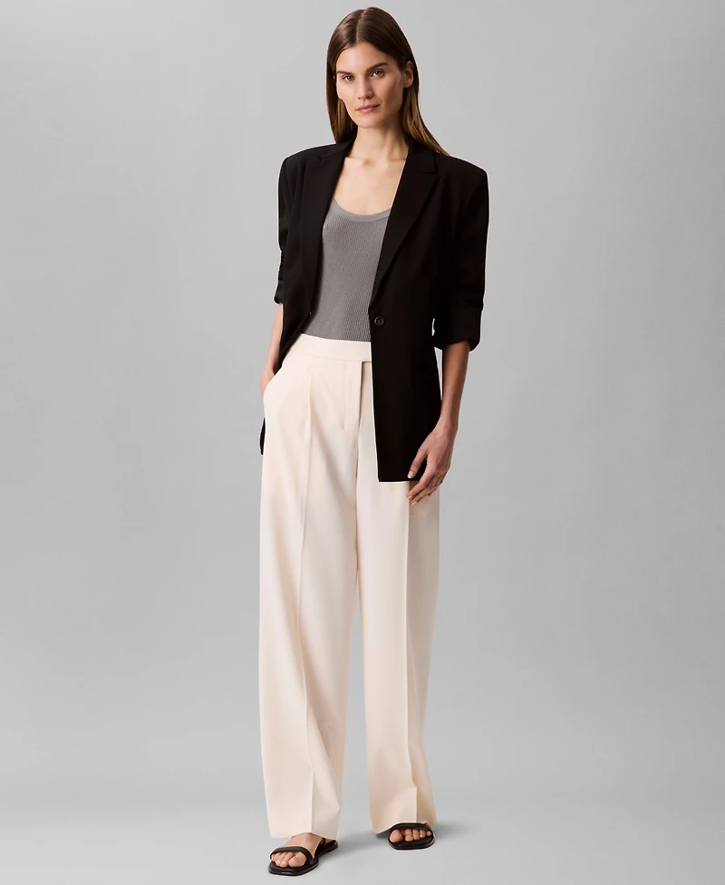 Calvin Klein Women's Soft Crepe Pleated Straight-Leg Pants