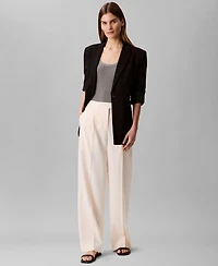 Calvin Klein Women's Soft Crepe Pleated Straight-Leg Pants