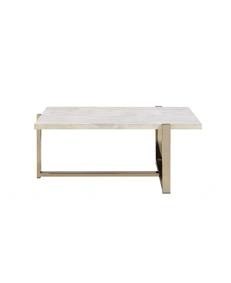 43" X 26" X 18" Chrome And White Metal Tube Coffee Table