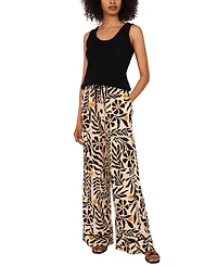 1.state Women's Floral Print Drawstring-Waist Wide-Leg Pants