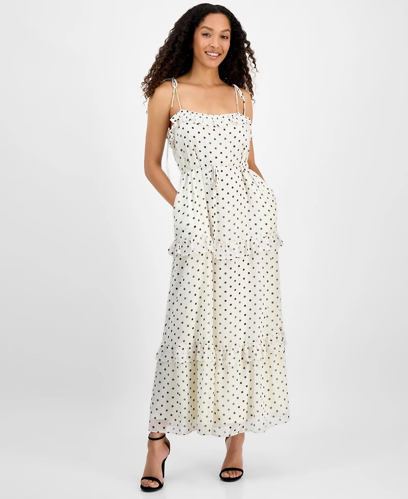 julia jordan Women's Tie-Strap Ruffle-Tier Maxi Dress