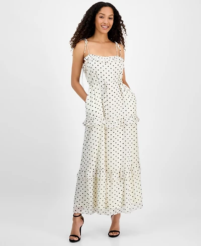 julia jordan Women's Tie-Strap Ruffle-Tier Maxi Dress