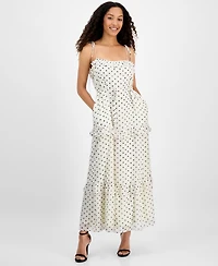 julia jordan Women's Tie-Strap Ruffle-Tier Maxi Dress