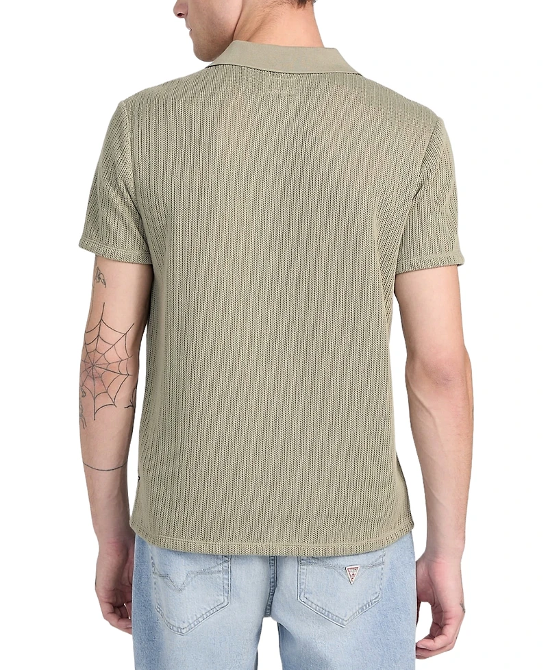 Guess Men's Dario Knit Textured Polo Shirt