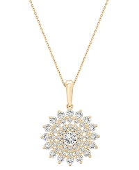 Wrapped in Love Diamond Flower Cluster Pendant Necklace (1 ct. t.w.) in 14k Gold, 18" + 2" extender, Exclusively at Macy's