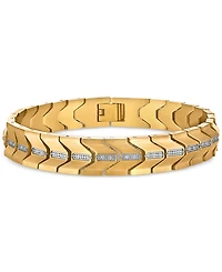 Esquire Men's Jewelry Diamond Chevron Link Bracelet (1/4 ct. t.w.) in Stainless Steel & Gold Ion-Plate, Exclusively at Macy's