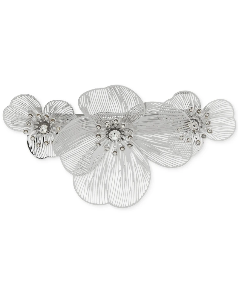 lonna & lilly Silver-Tone Crystal Flower Hair Barrette
