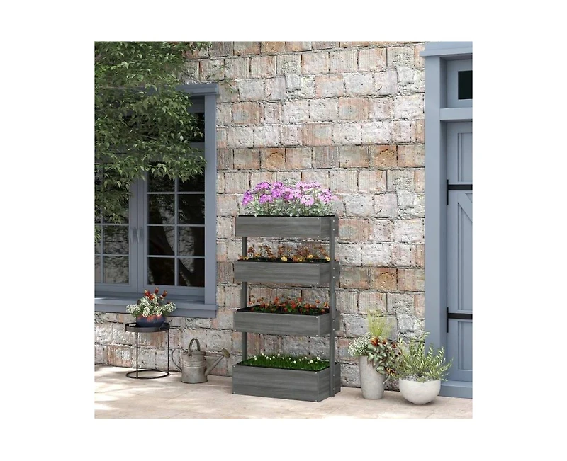 4 Tier Vertical Wooden Planter Box Raised Bed