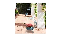 Vintage Metal Garden Bird Bath with Solar Lamp and Flower Planter Pedestal Standing Feeder