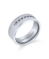 Bling Jewelry Channel Set Cz Cubic Zirconia Silver Tone Titanium Wide Band Ring