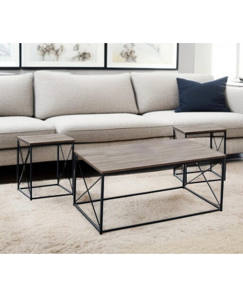 Set of Three Metal Coffee Tables for Modern Living Room Decor
