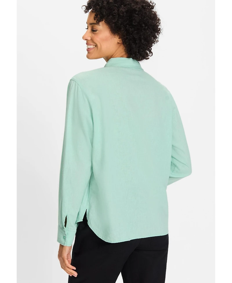 Olsen Women's Shirt with Rolled Sleeve Tab Detail