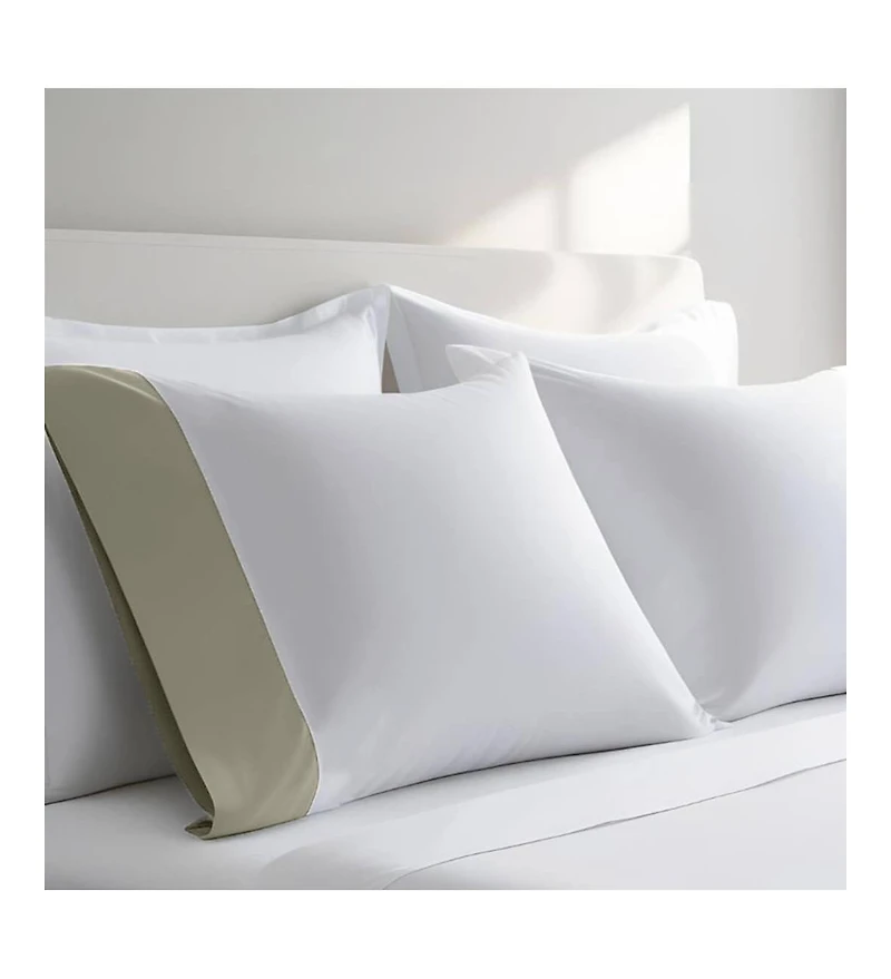 Cuff Pillowcase Set (Pair) - Luxury 608 Cotton Usa, Standard/Queen