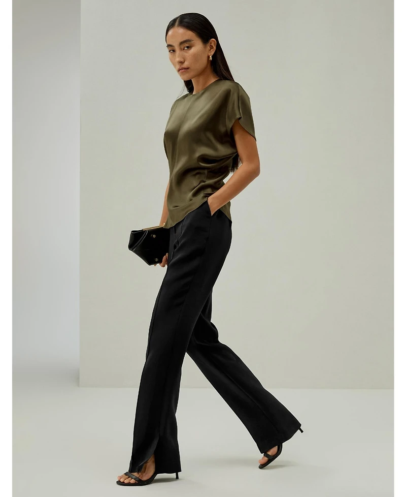 Women's Short Batwing Sleeve Silk Contour Top