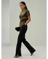 Women's Short Batwing Sleeve Silk Contour Top