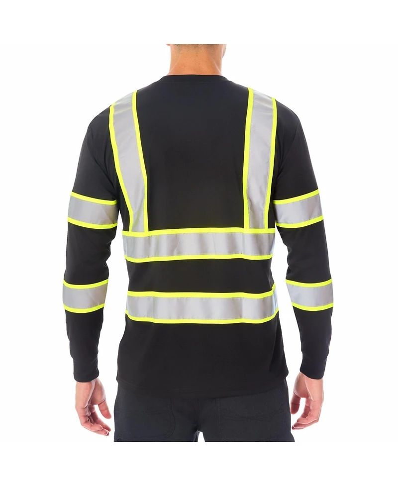Smith's Workwear Men's Long Sleeve High-Visibility Reflective Safety Tee