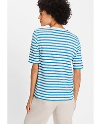 Olsen Women's Striped and Foliage Print T-Shirt