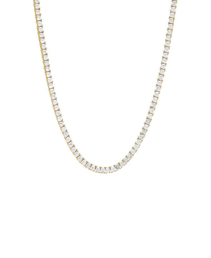 By Adina Eden Cubic Zirconia Princess Cut Tennis Necklace