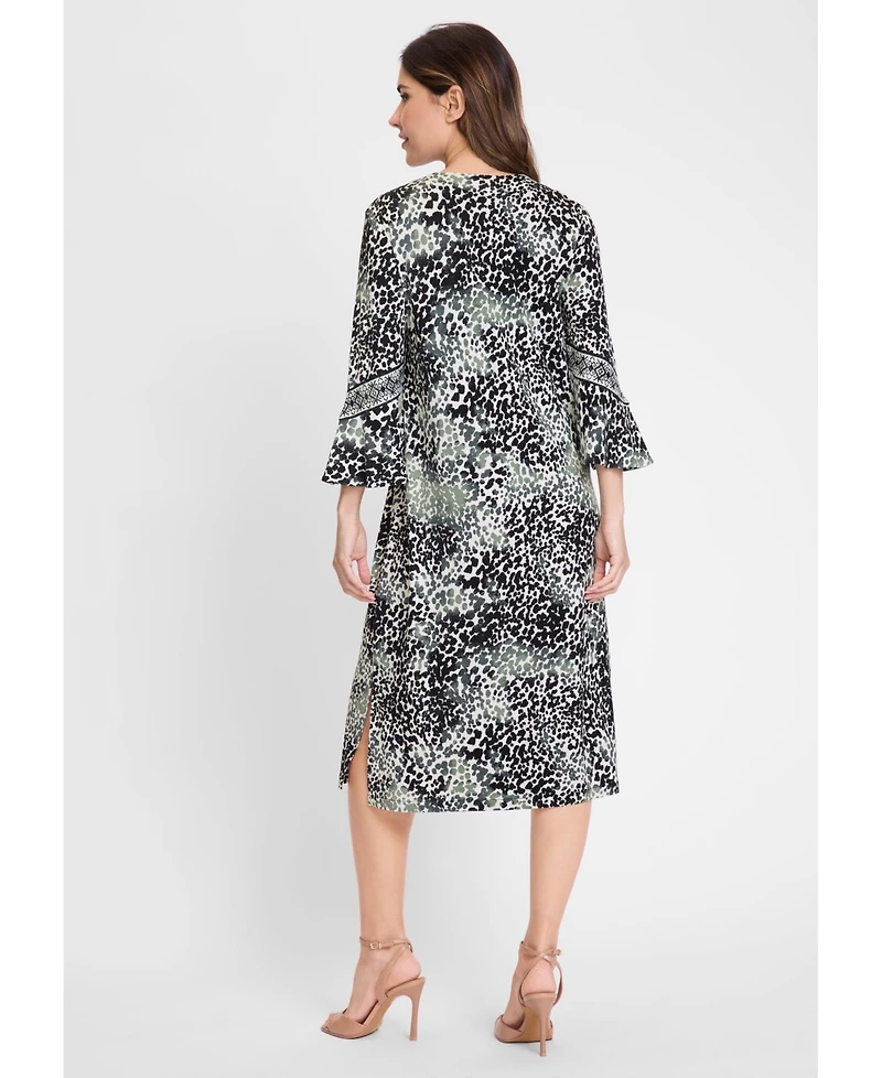 Olsen Women's Animal Print Bell Sleeve Dress