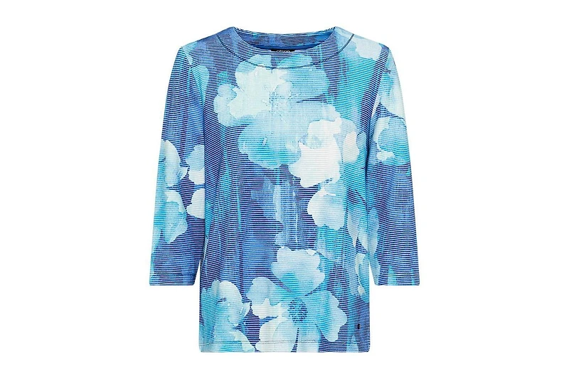 Olsen Women's Floral Rib Knit Jersey Top