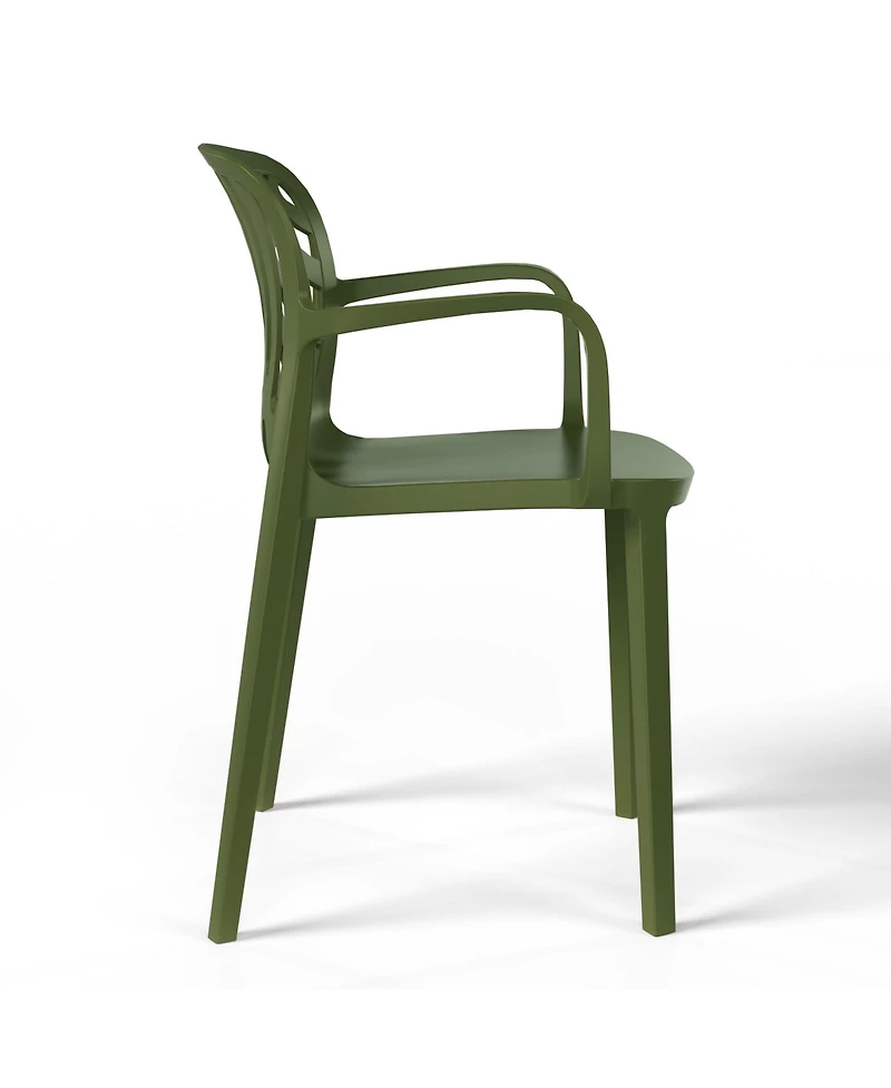 5-Piece Outdoor Resin Square Patio Dining Table Set with Modern Stackable Chairs