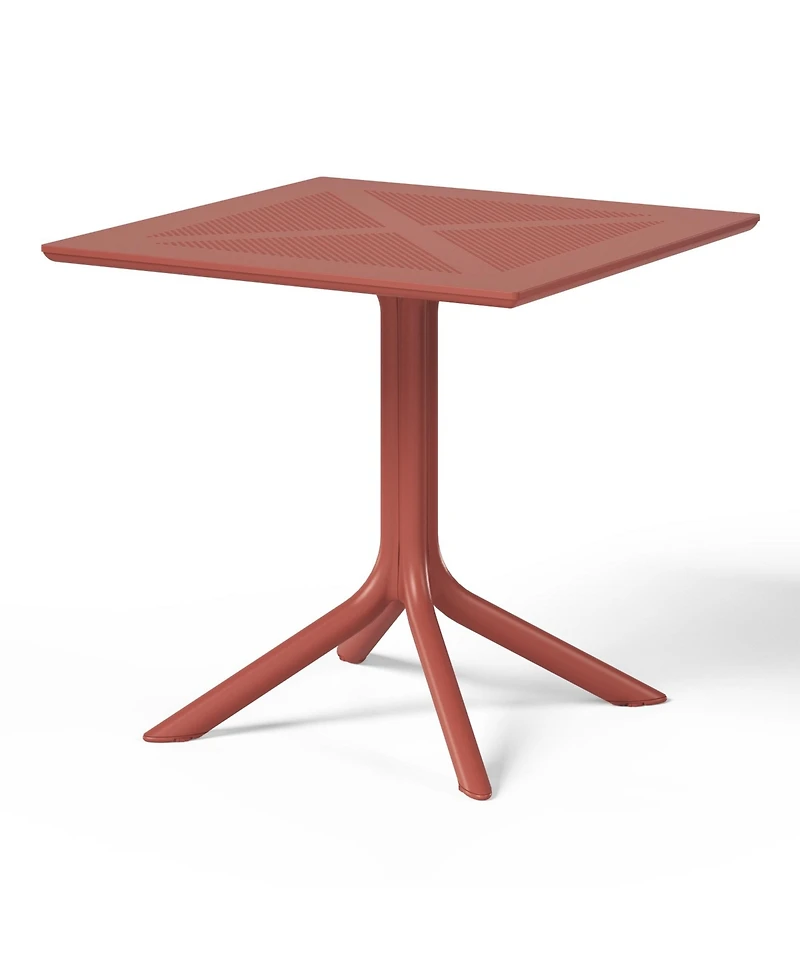 5-Piece Outdoor Resin Square Patio Dining Table Set with Modern Stackable Patio Dining Chairs