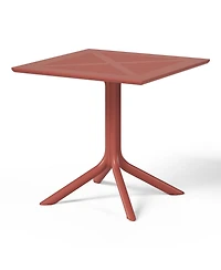 5-Piece Outdoor Resin Square Patio Dining Table Set with Modern Stackable Patio Dining Chairs